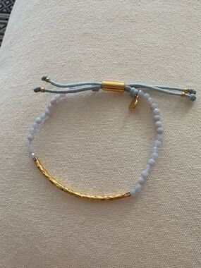 Gorjana Gold Bar & Light Blue Beaded Bracelet